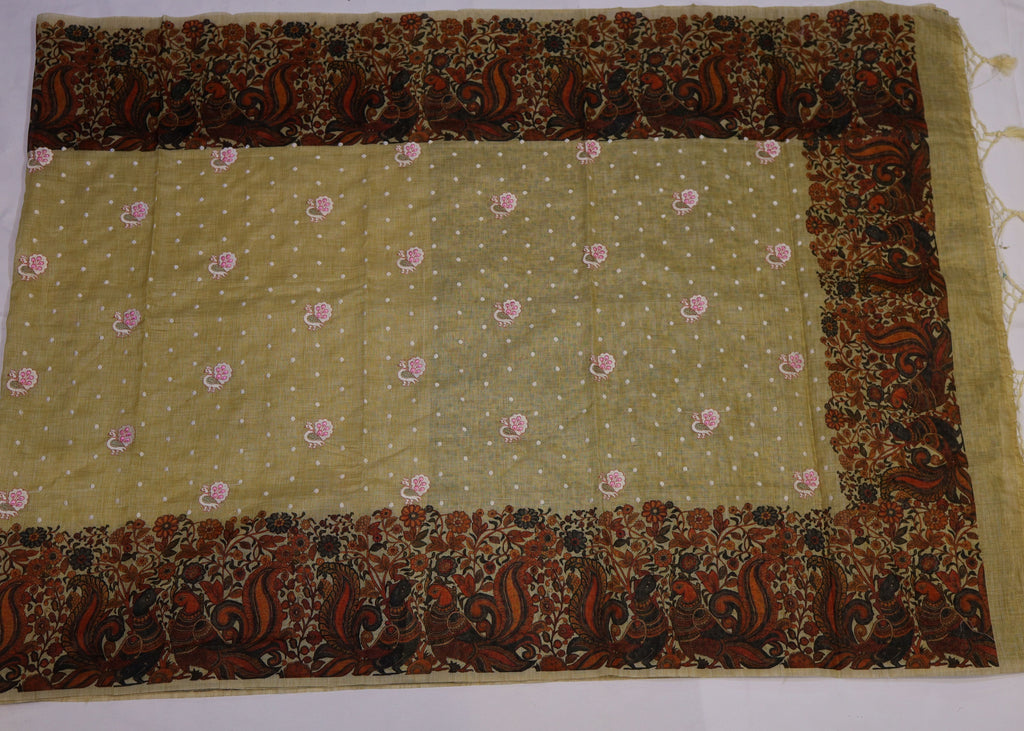 Floral Digital Print Kota Saree with Thread Embroidery