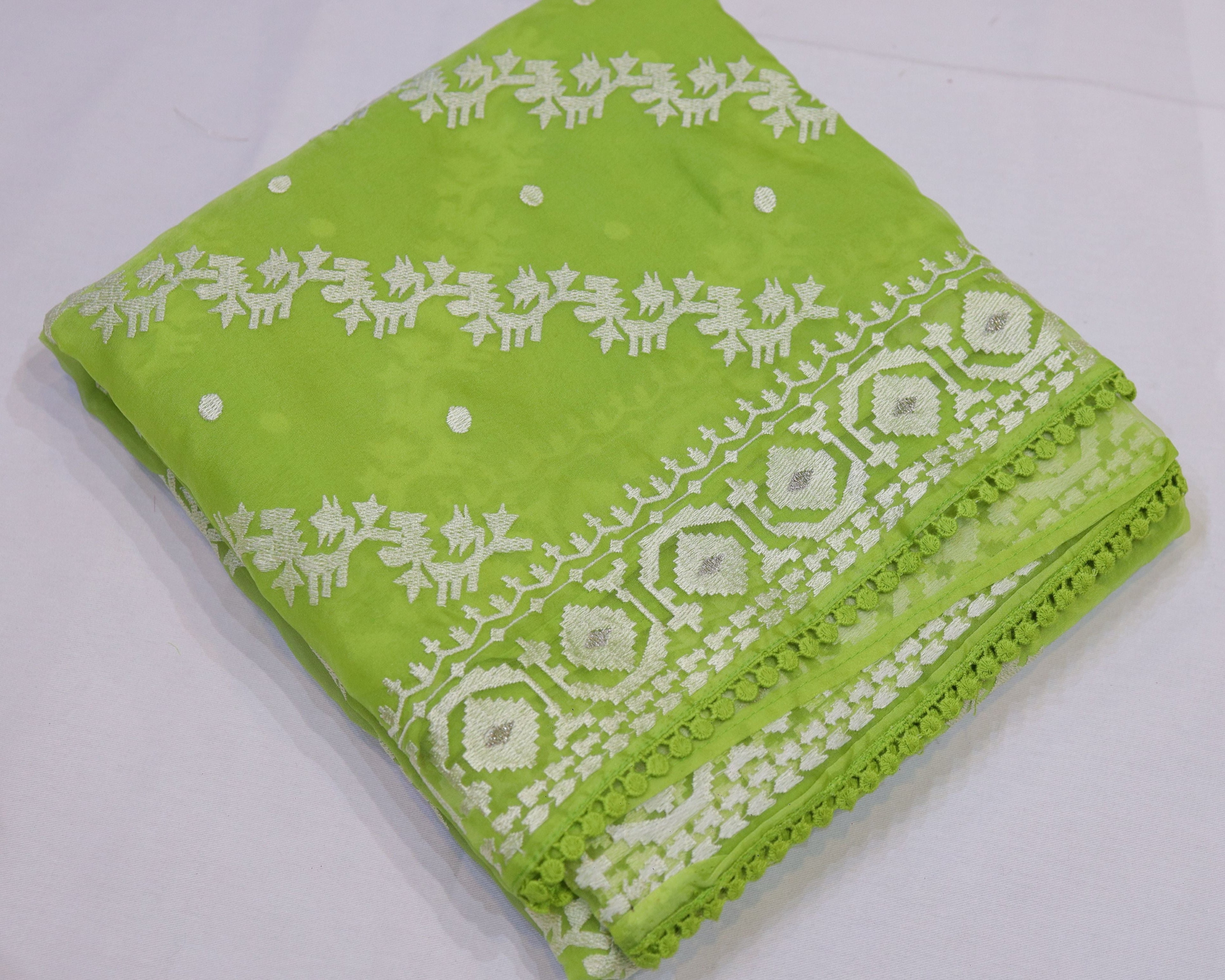 Organza Saree with Thread Embroidery
