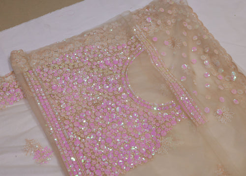 Fancy Net Saree with Detailed Sequence Work & Blouse Piece