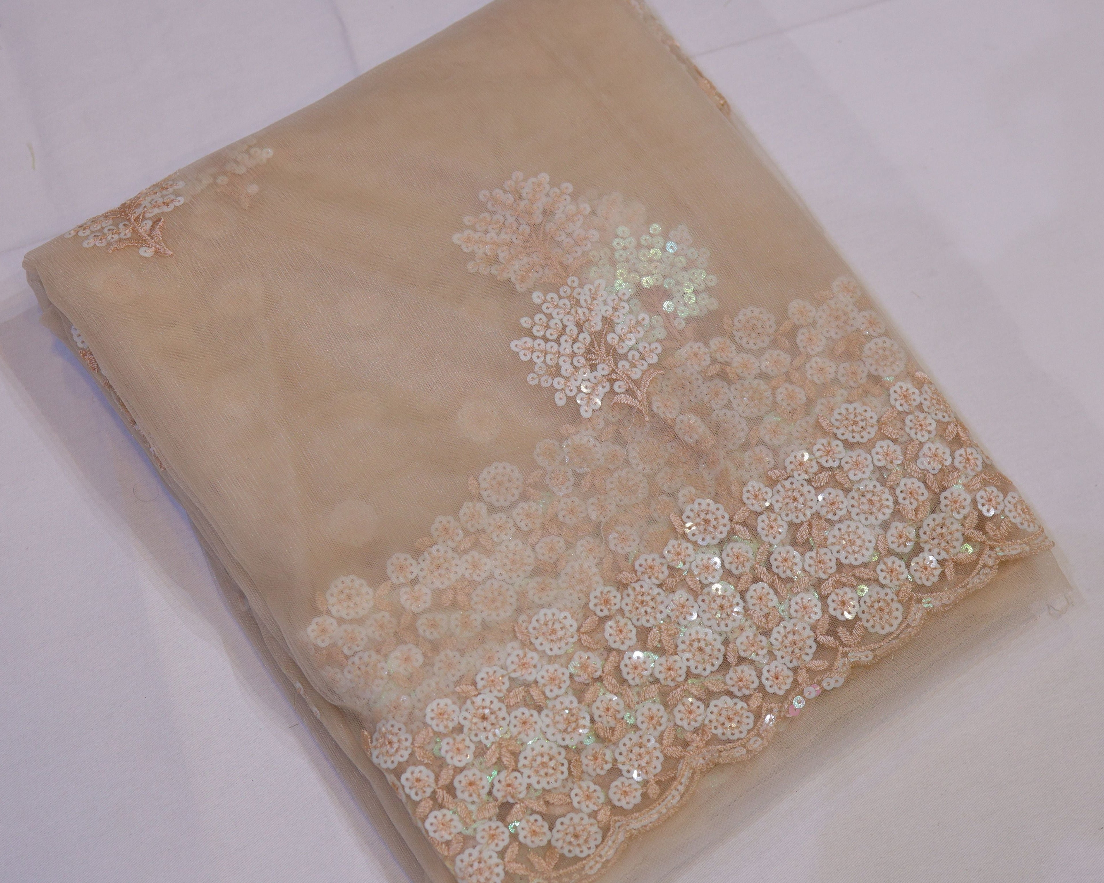 Fancy Net Saree with Detailed Sequence Work & Blouse Piece