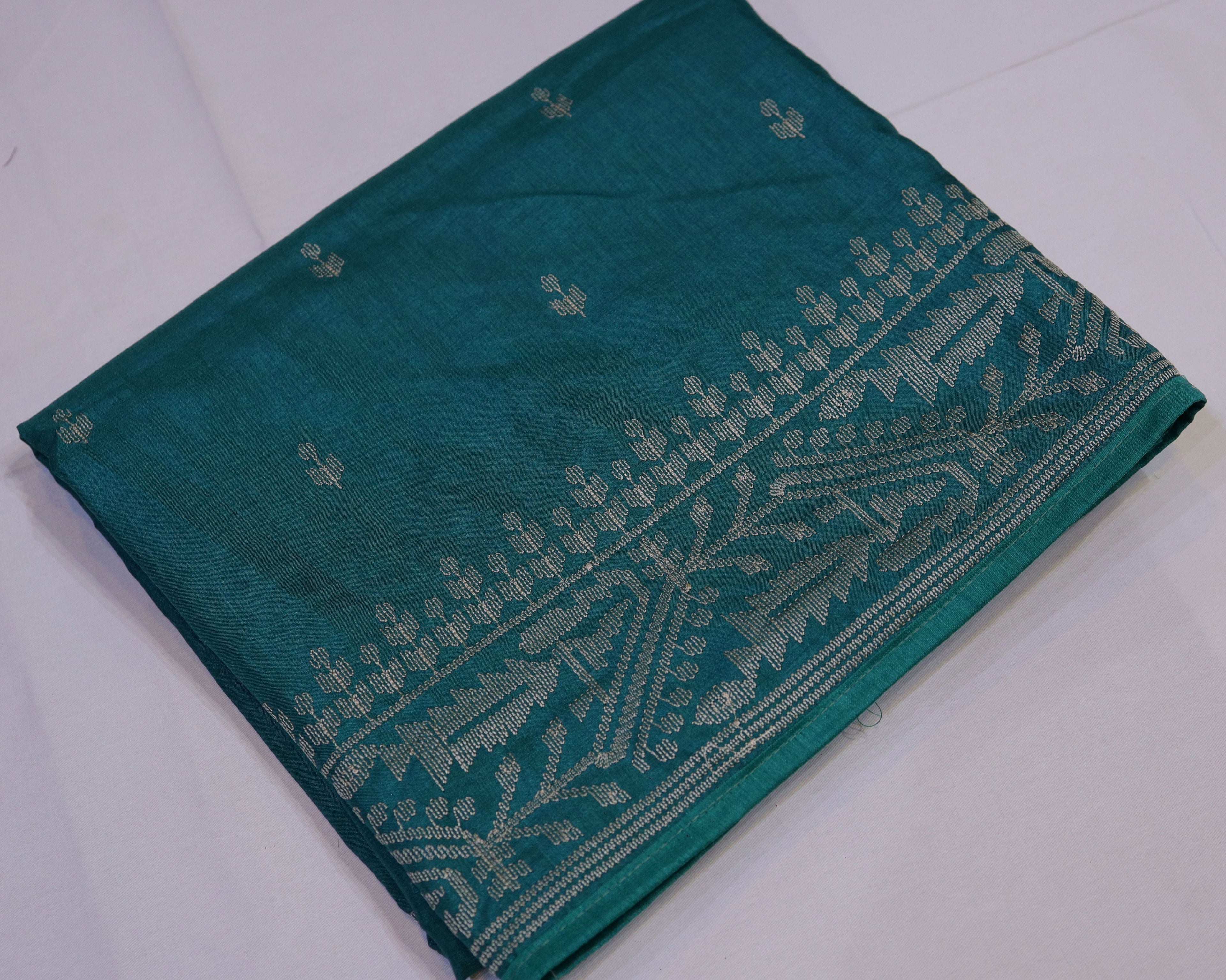 Thread Embroidery Semi Silk Saree