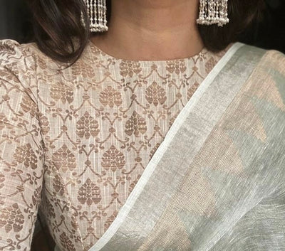 High Neck BlouseNeckline up to the collarbone or neck, often paired with sheer fabrics or embroidery.