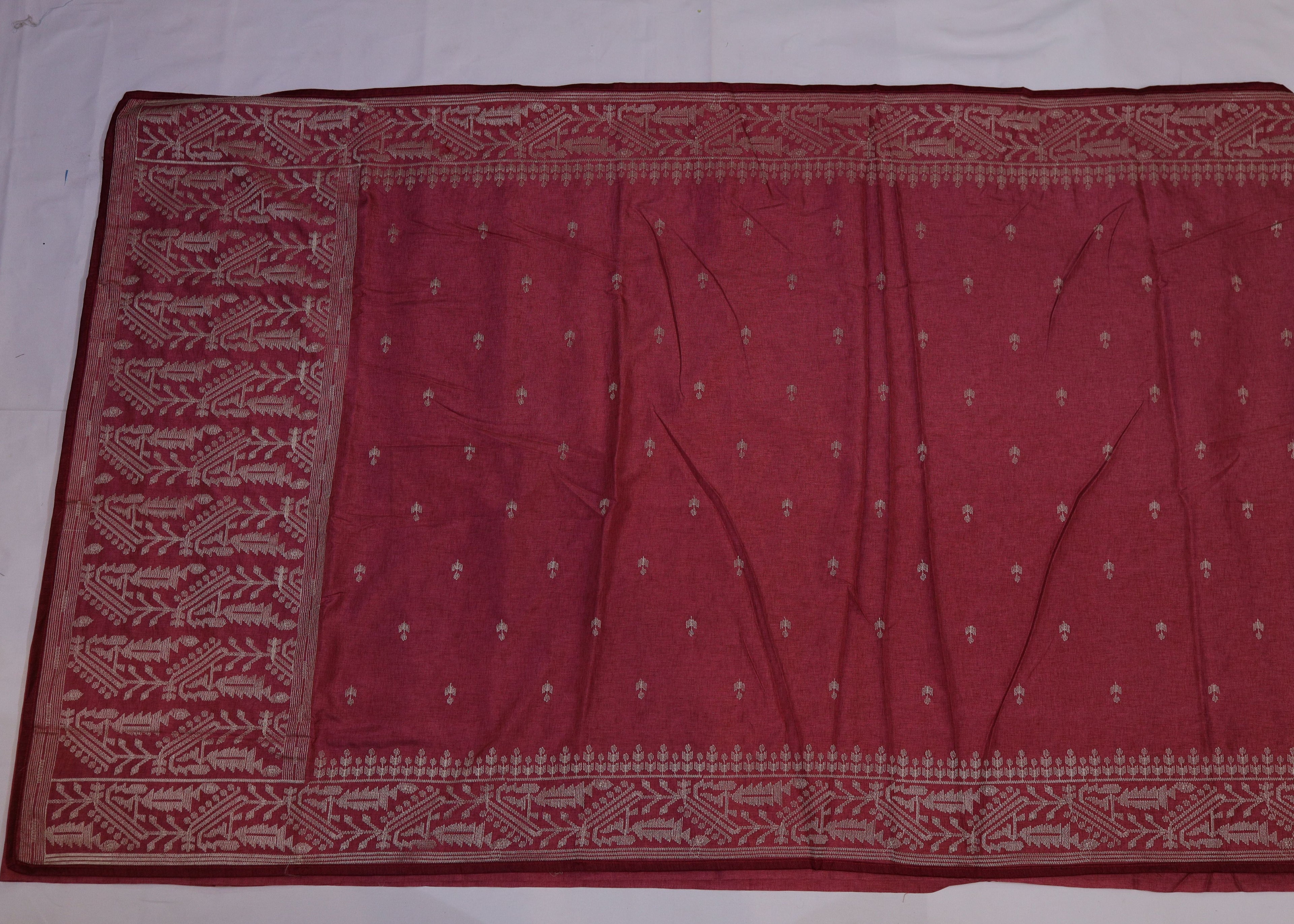 Thread Embroidery Semi Silk Saree