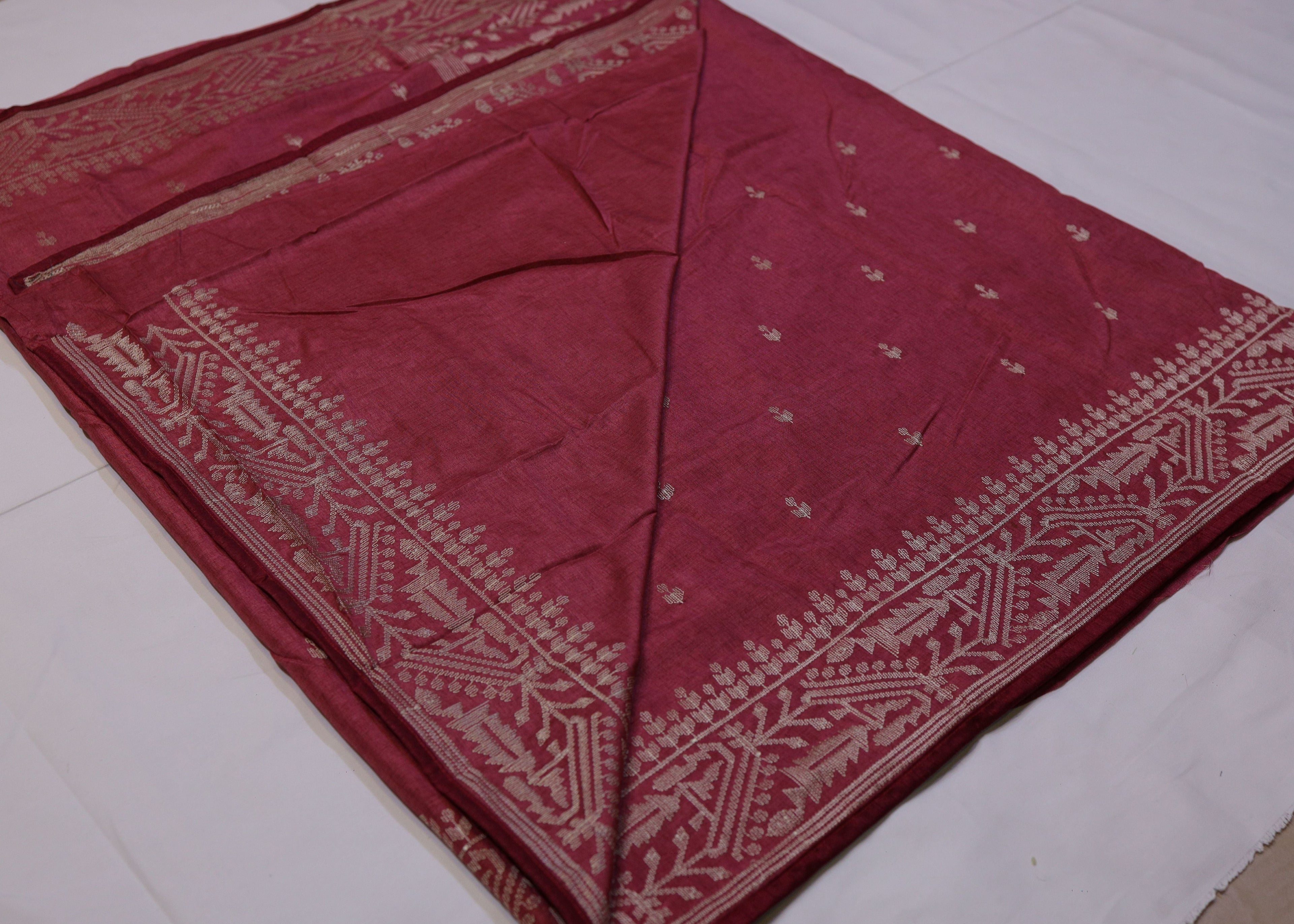 Thread Embroidery Semi Silk Saree