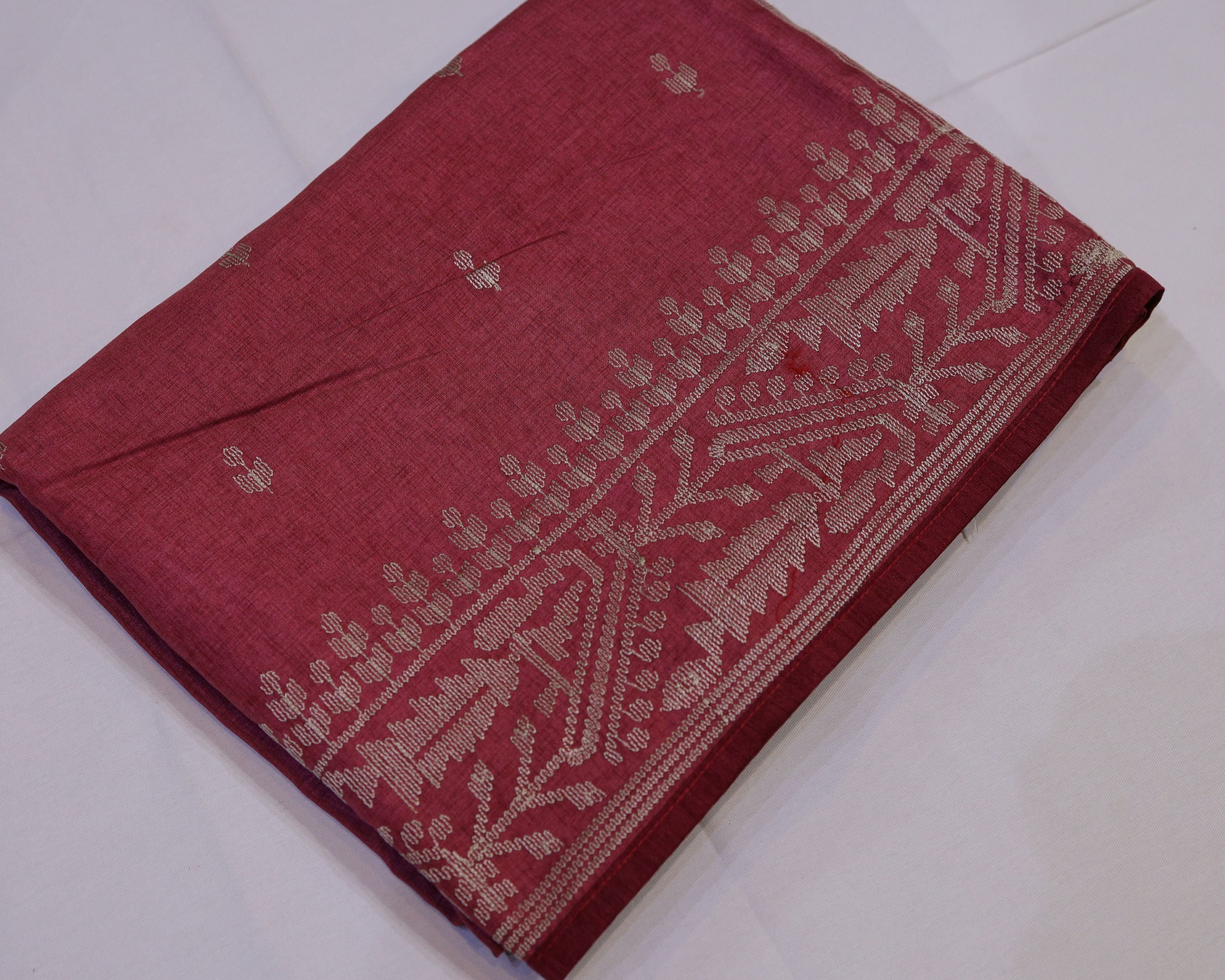 Thread Embroidery Semi Silk Saree