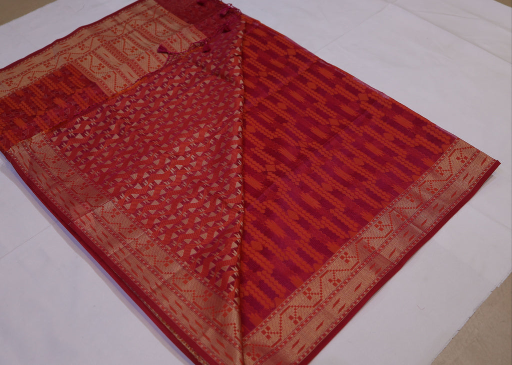 Semi Silk Saree with Ikat Weave
