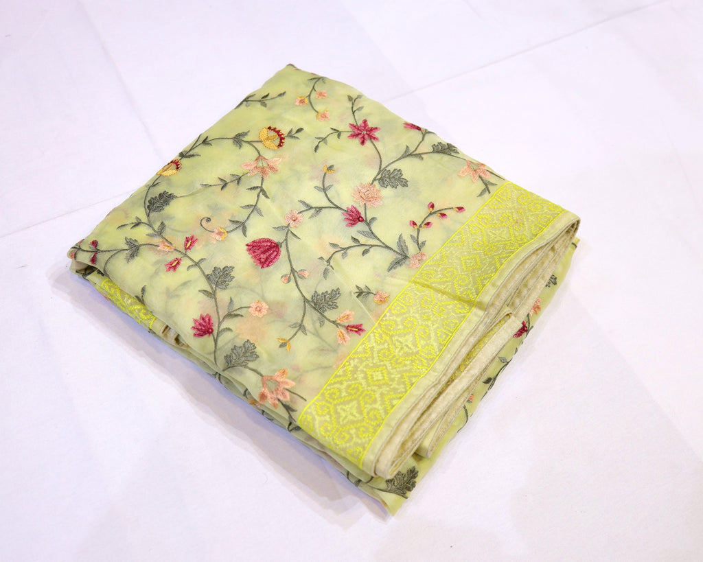 Organza Saree with Thread Embroidery