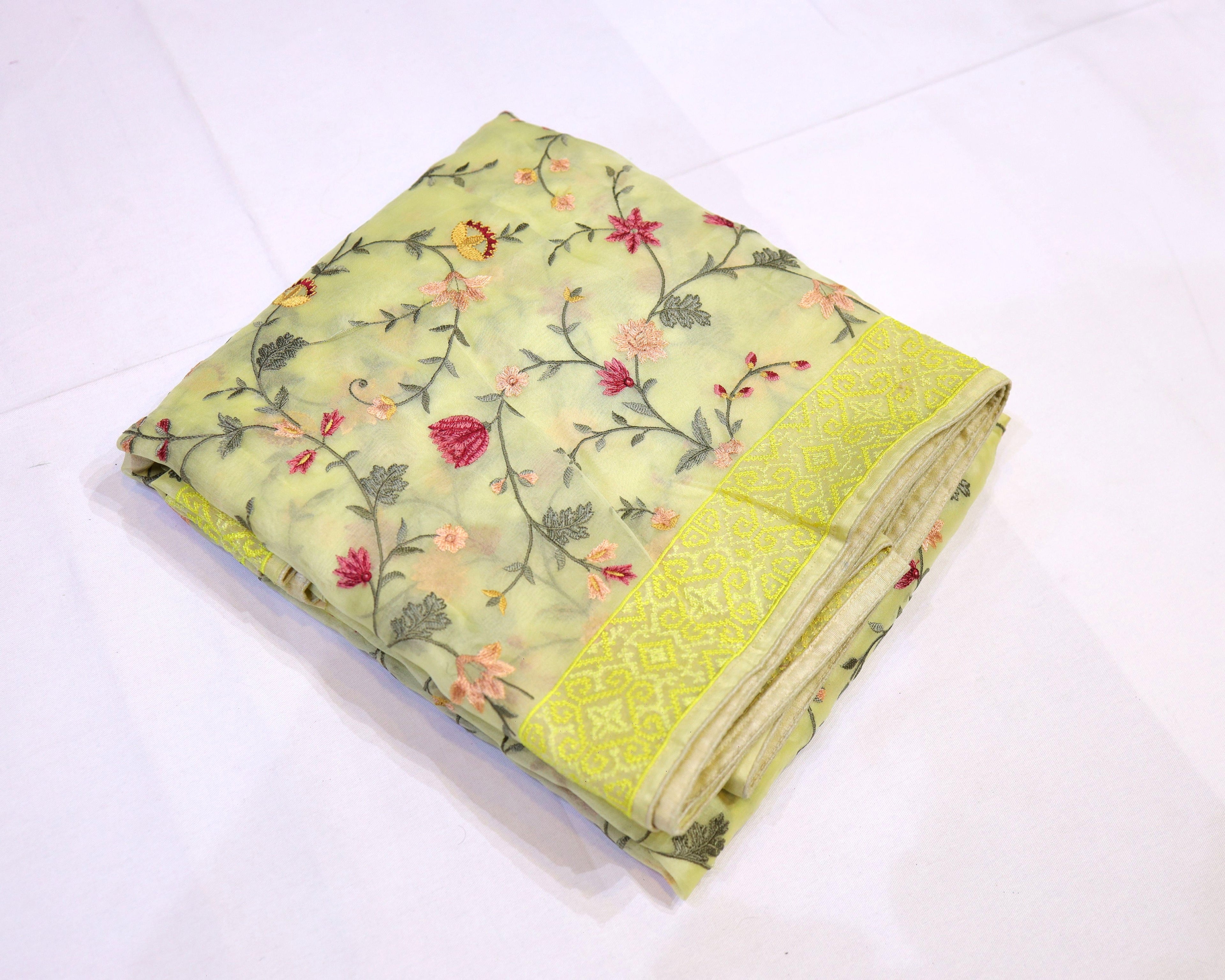 Organza Saree with Thread Embroidery