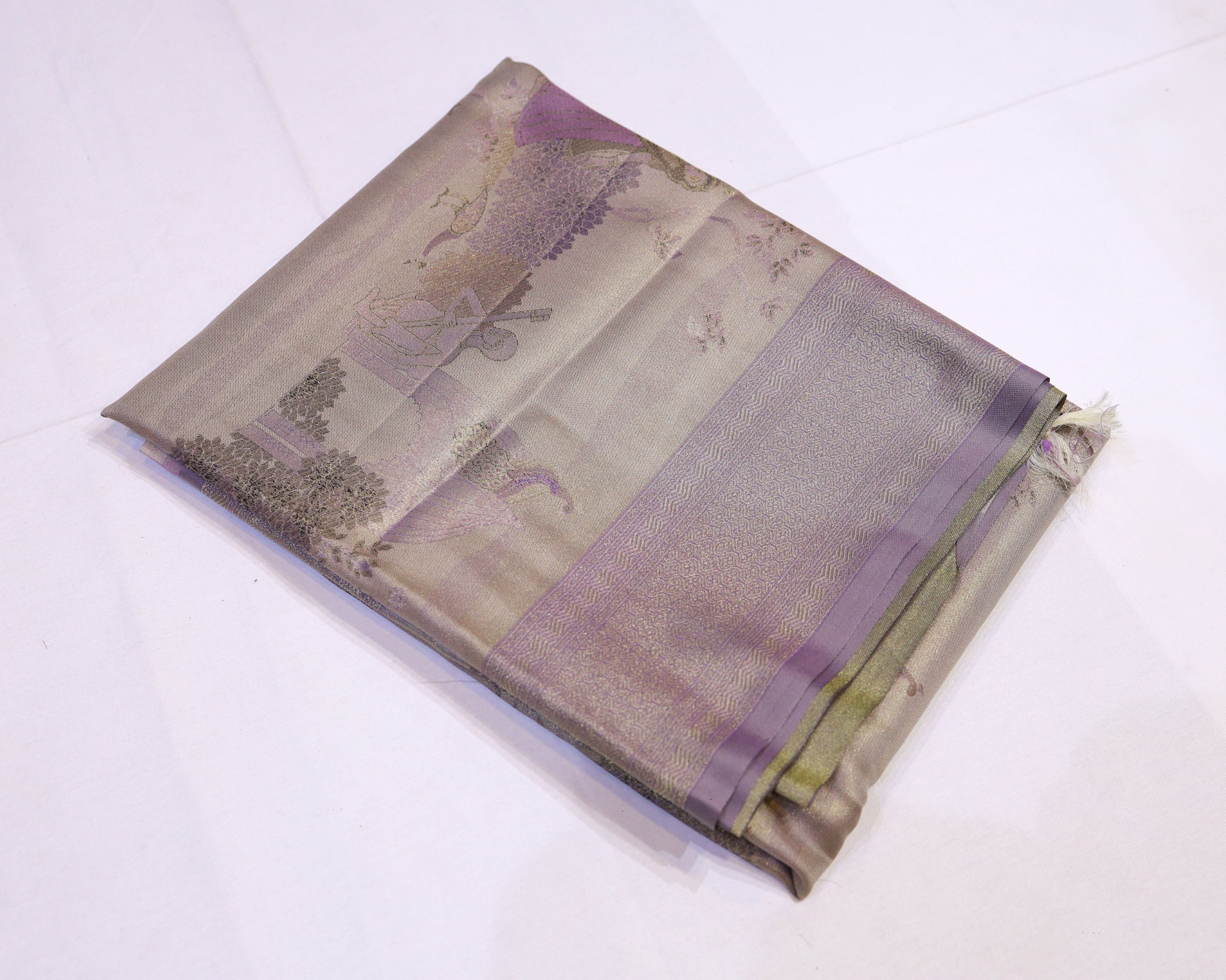 Lavender Tissue Saree with Mughal Figurative Motifs