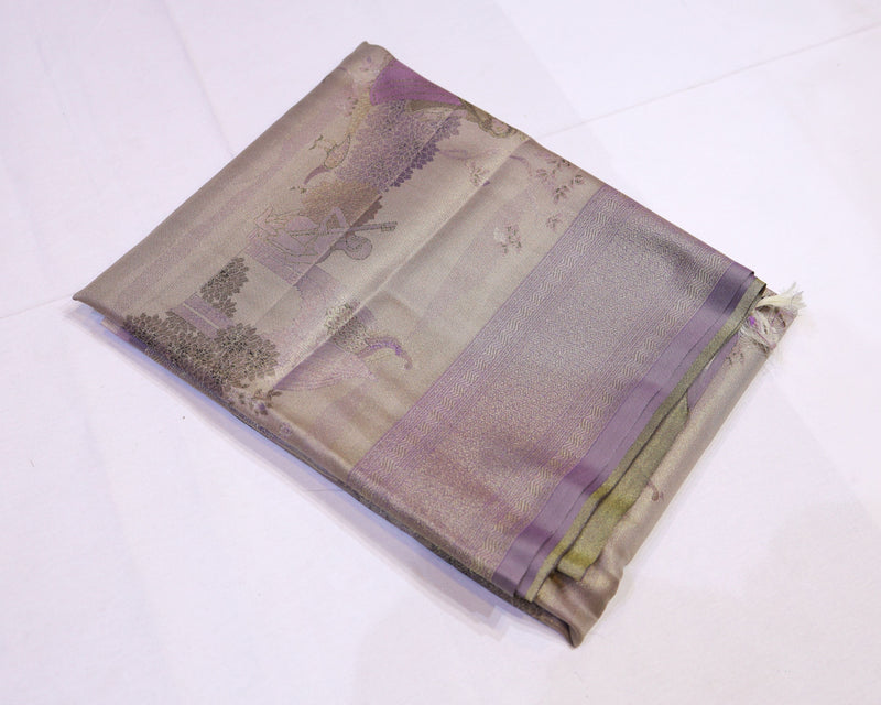 Lavender Tissue Saree with Mughal Figurative Motifs