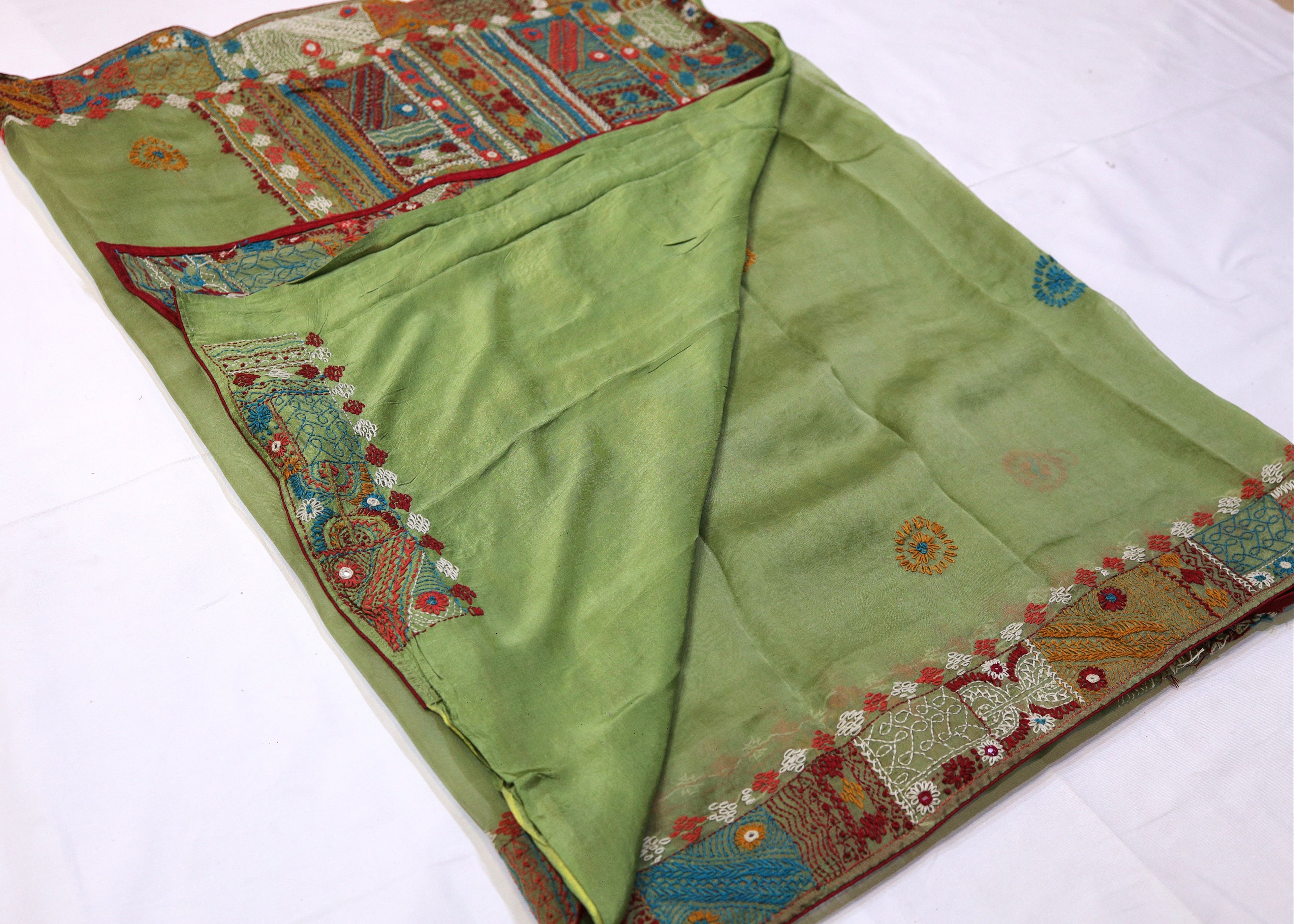 Organza Saree with Kutch Work