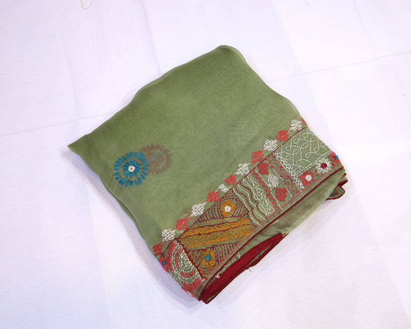 Organza Saree with Kutch Work