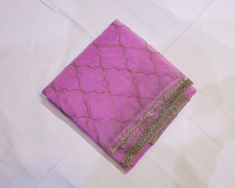 Organza Saree with Cut Bead Work