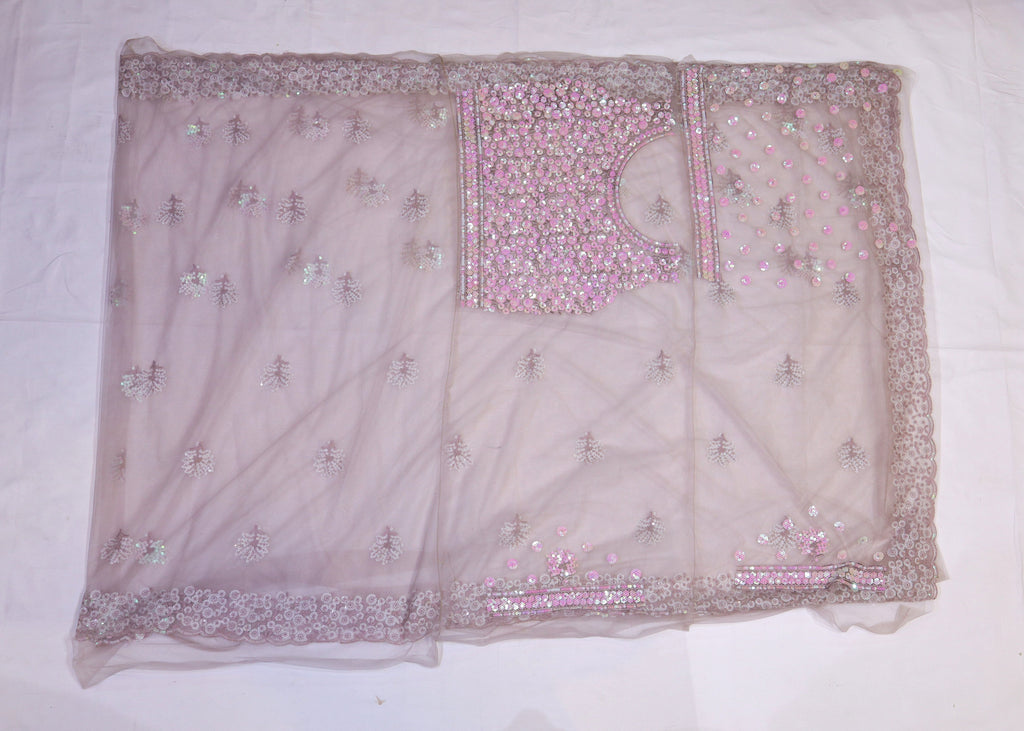 Fancy Net Saree with Detailed Sequence Work & Blouse Piece