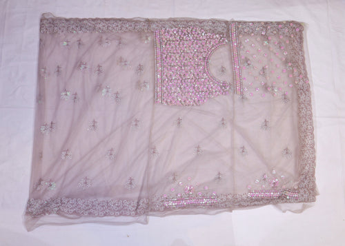 Fancy Net Saree with Detailed Sequence Work & Blouse Piece
