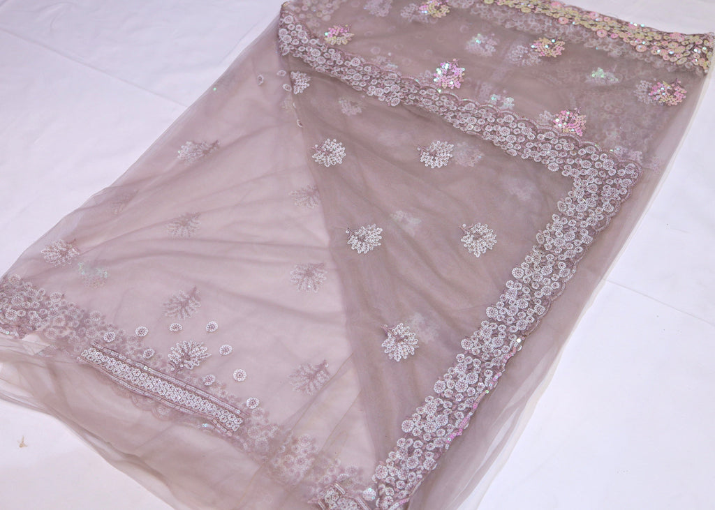 Fancy Net Saree with Detailed Sequence Work & Blouse Piece