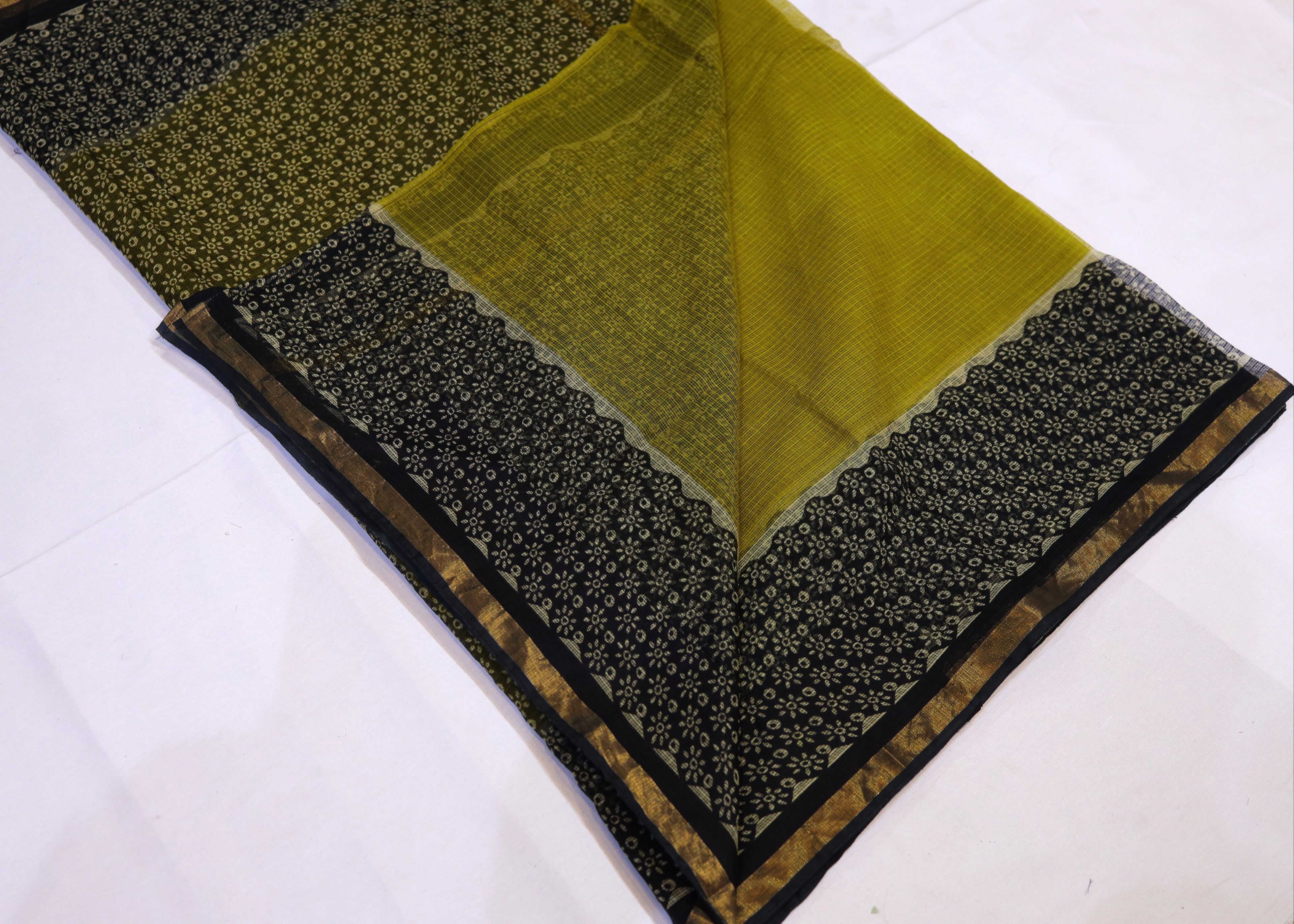 Kota Doria Block Print Saree