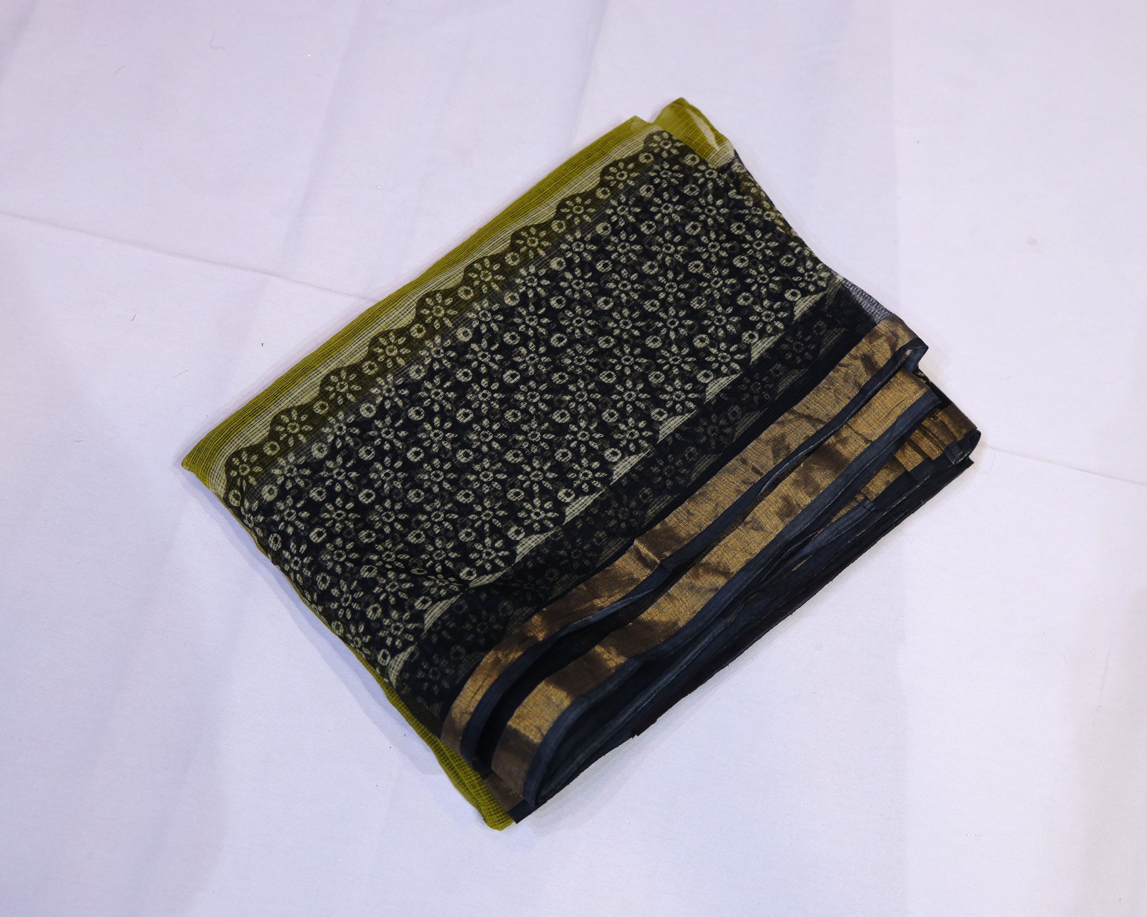 Kota Doria Block Print Saree