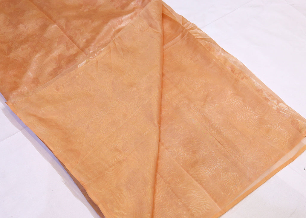 Crushed Organza Saree with Tone-on-Tone Floral Weave