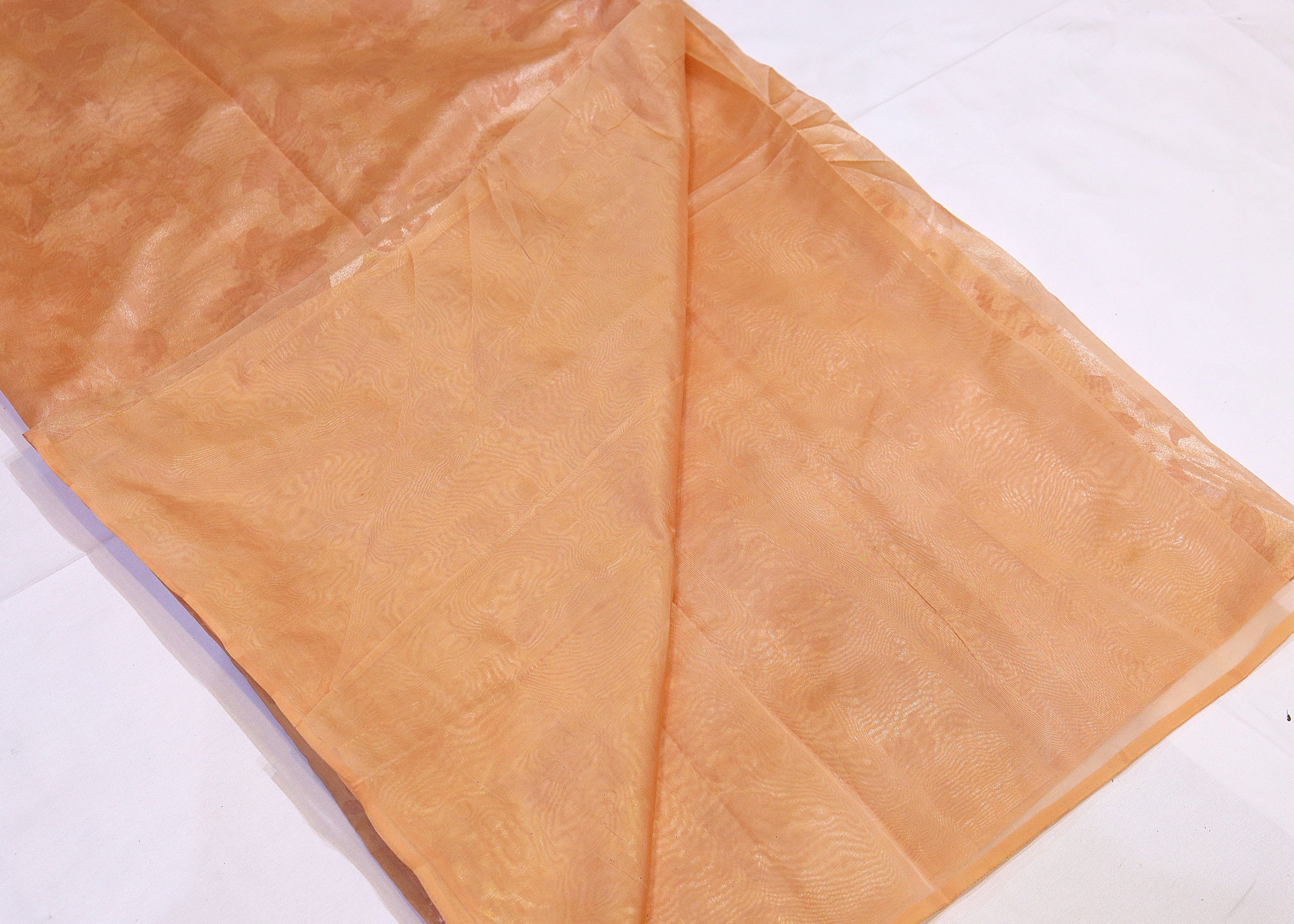 Crushed Organza Saree with Tone-on-Tone Floral Weave
