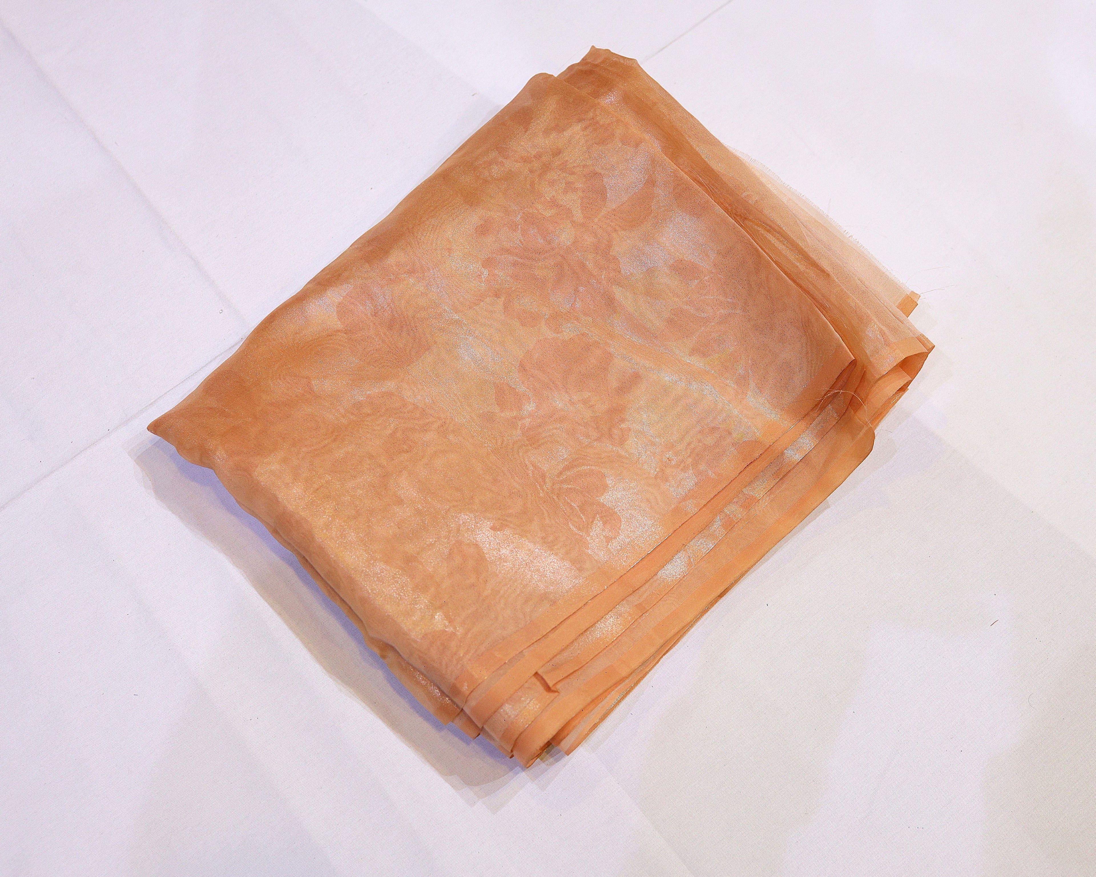 Crushed Organza Saree with Tone-on-Tone Floral Weave