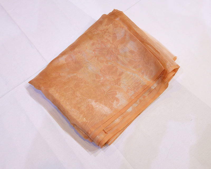 Crushed Organza Saree with Tone-on-Tone Floral Weave