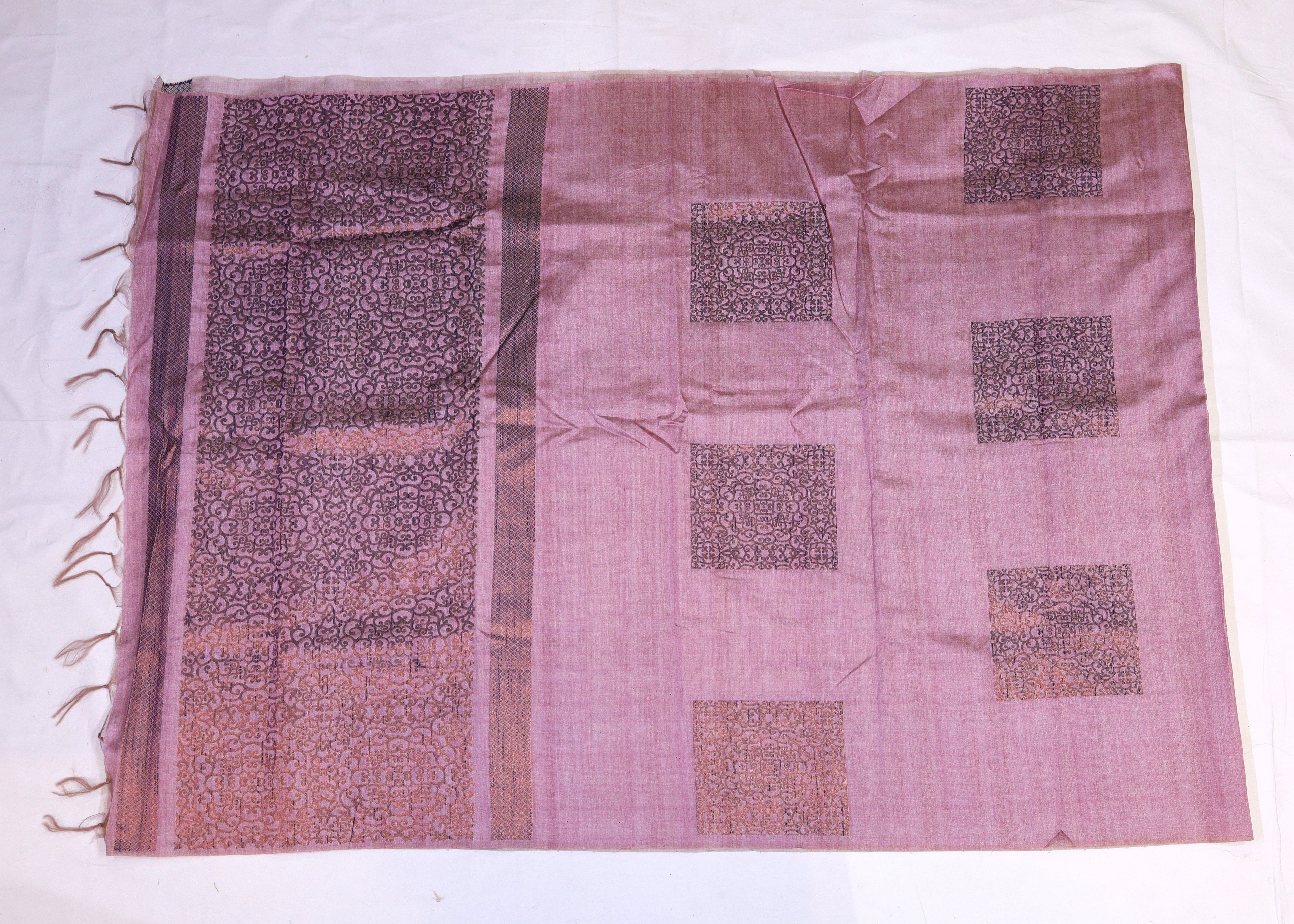 Semi Silk Saree with Square Buttas