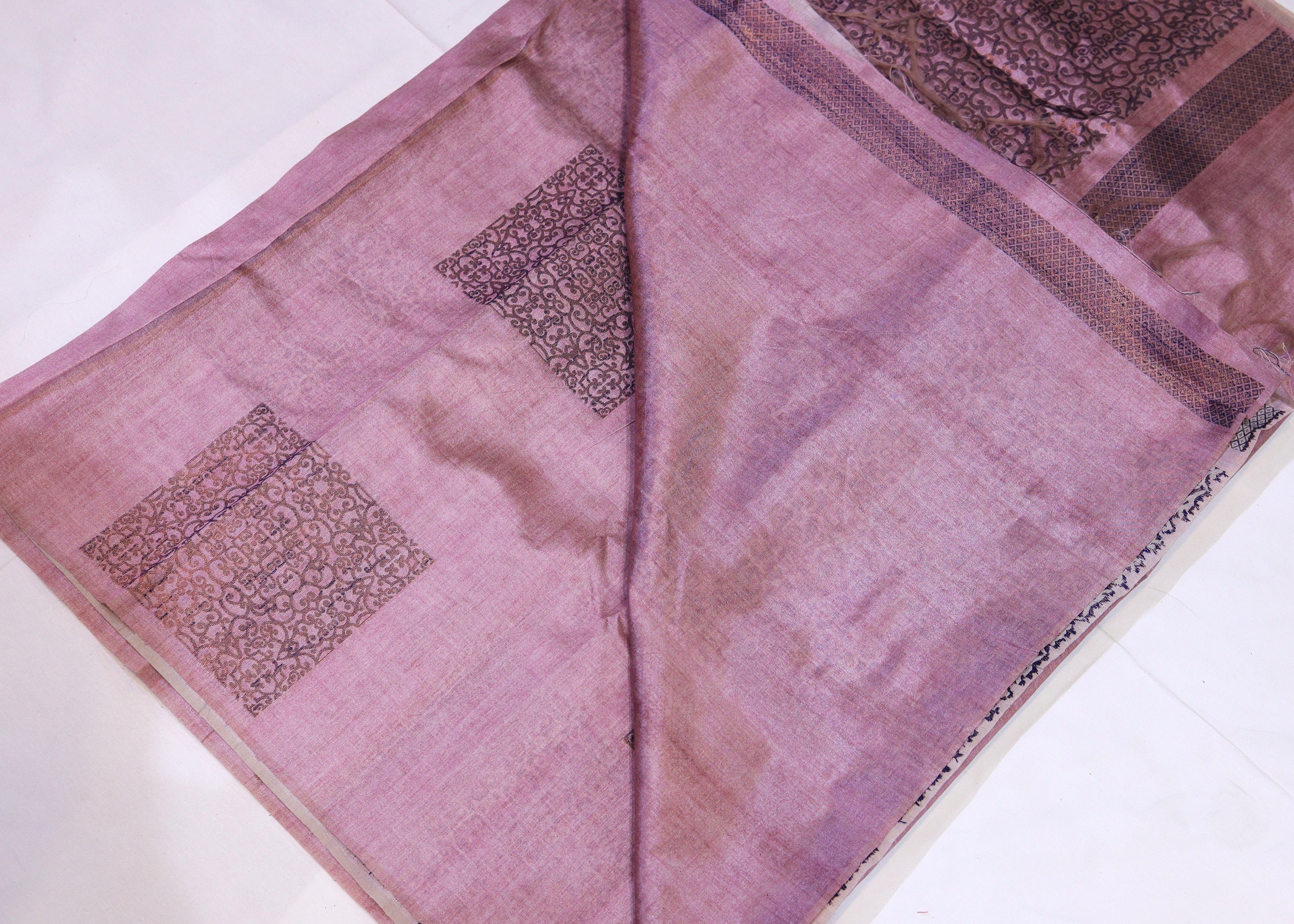 Semi Silk Saree with Square Buttas