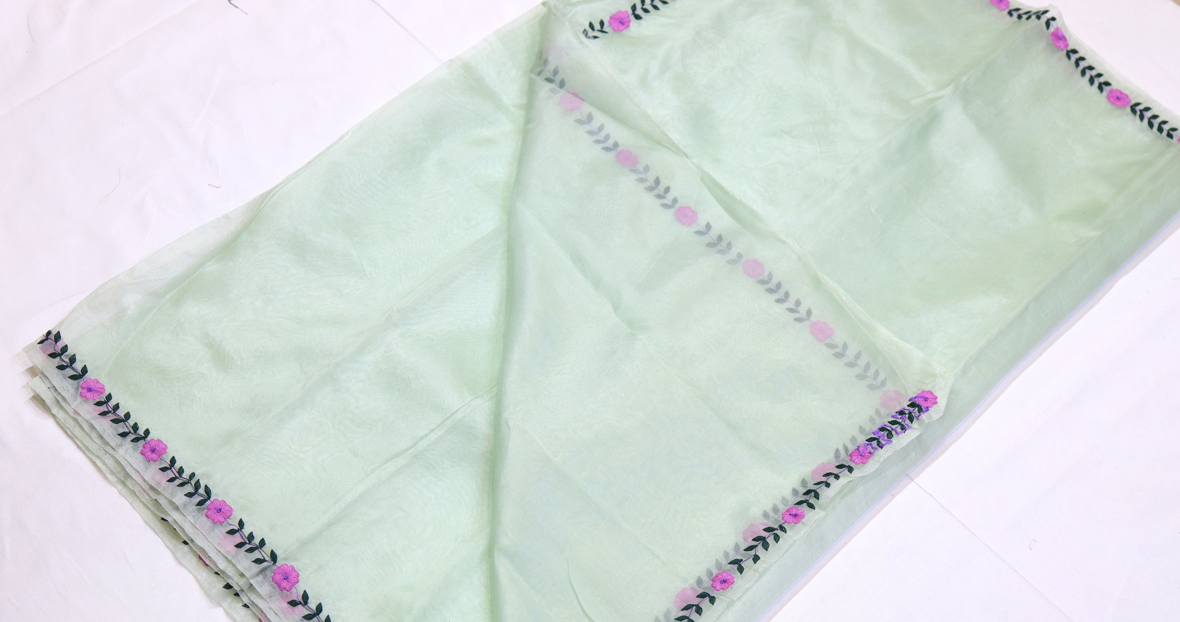 Organza Saree with Hand Embroidery