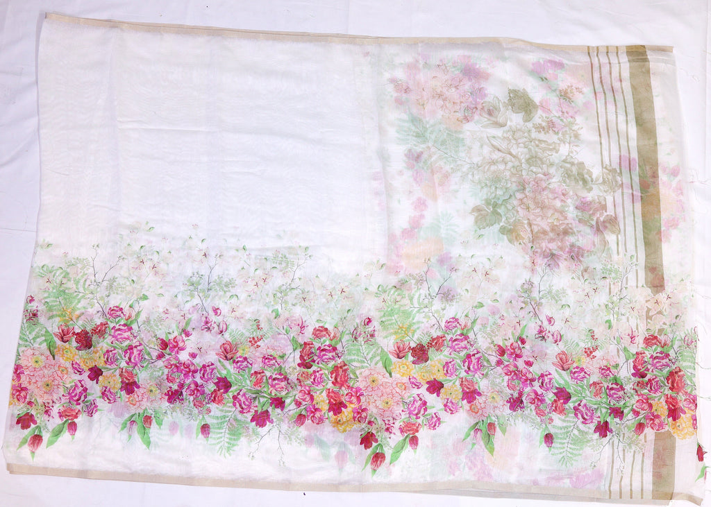 Semi Linen Saree with Digital Floral Print