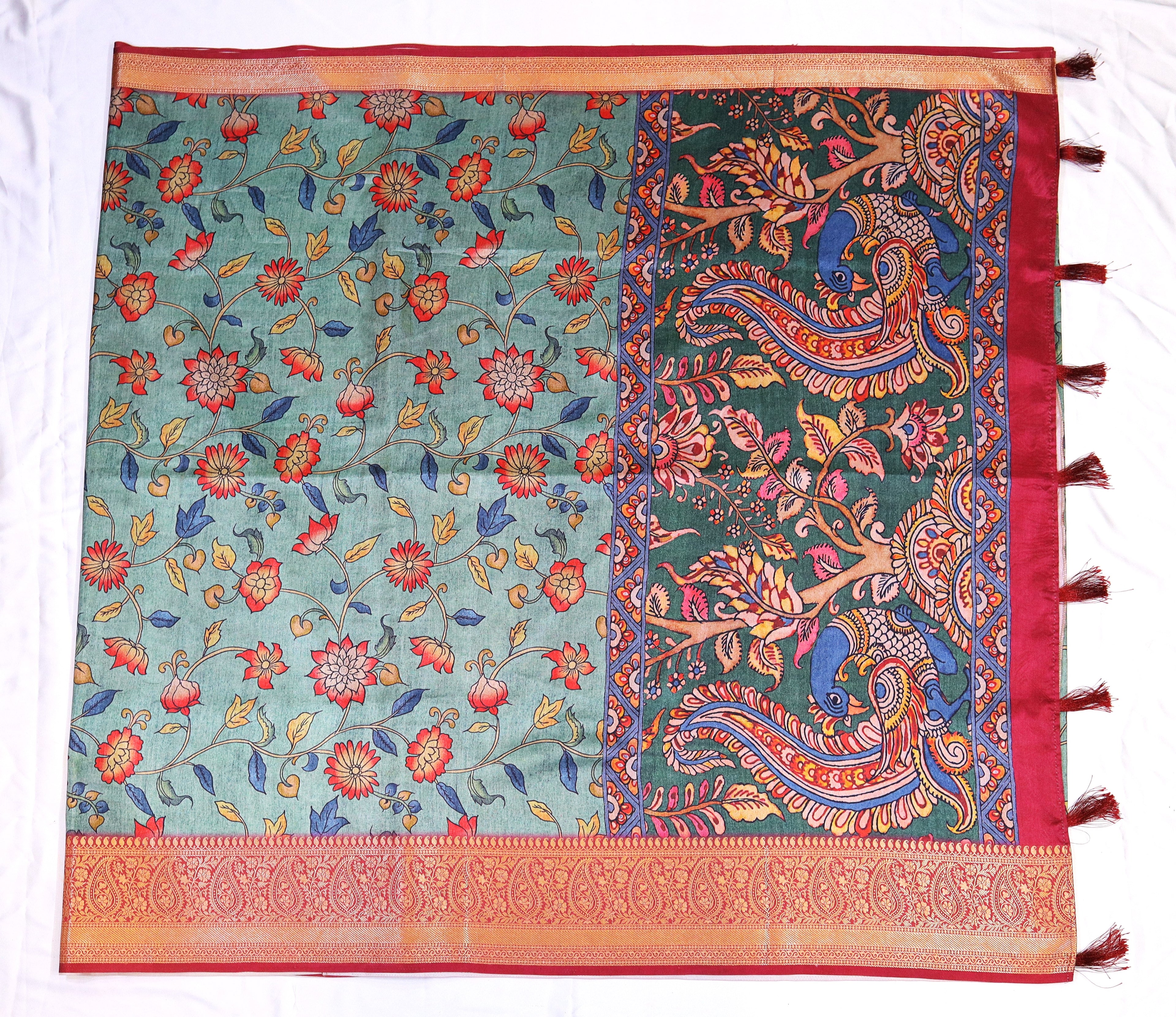 Semi Silk Saree - Kalamkari Print