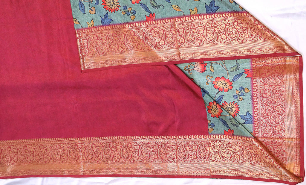 Semi Silk Saree - Kalamkari Print