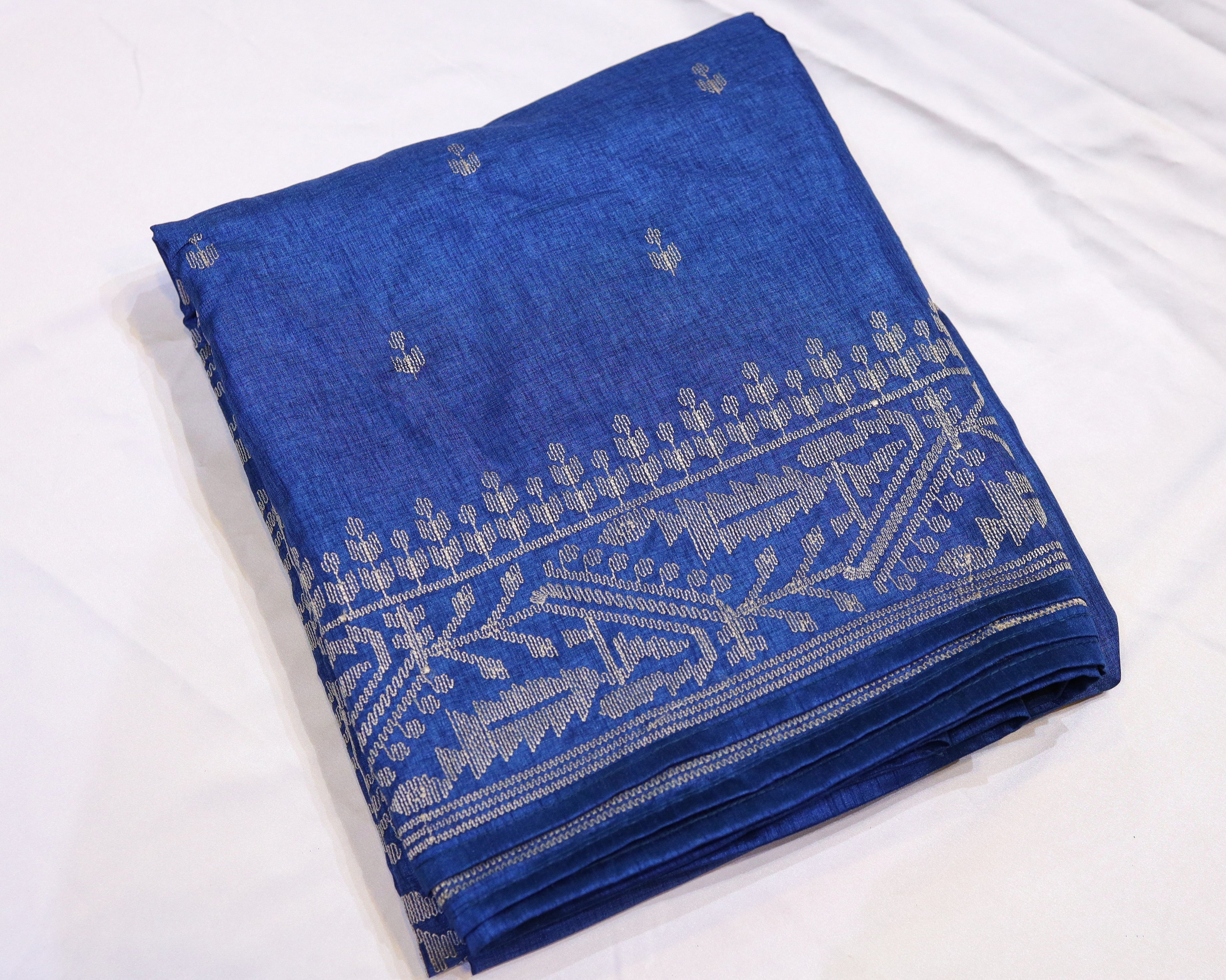 Thread Embroidery Semi Silk Saree