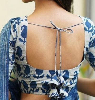 Backless / Deep Back BlouseBack design is key here — tied with strings or buttons.