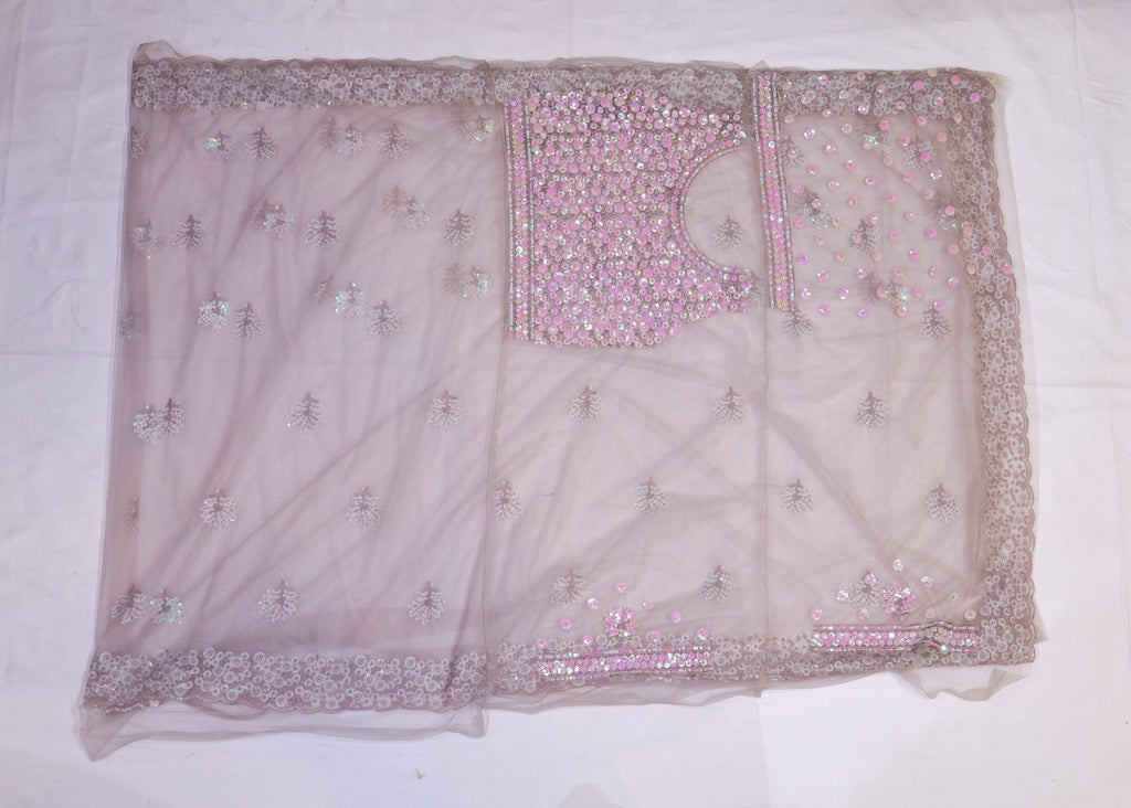 Fancy Net Saree with Detailed Sequence Work & Blouse Piece - Studio Ribbons