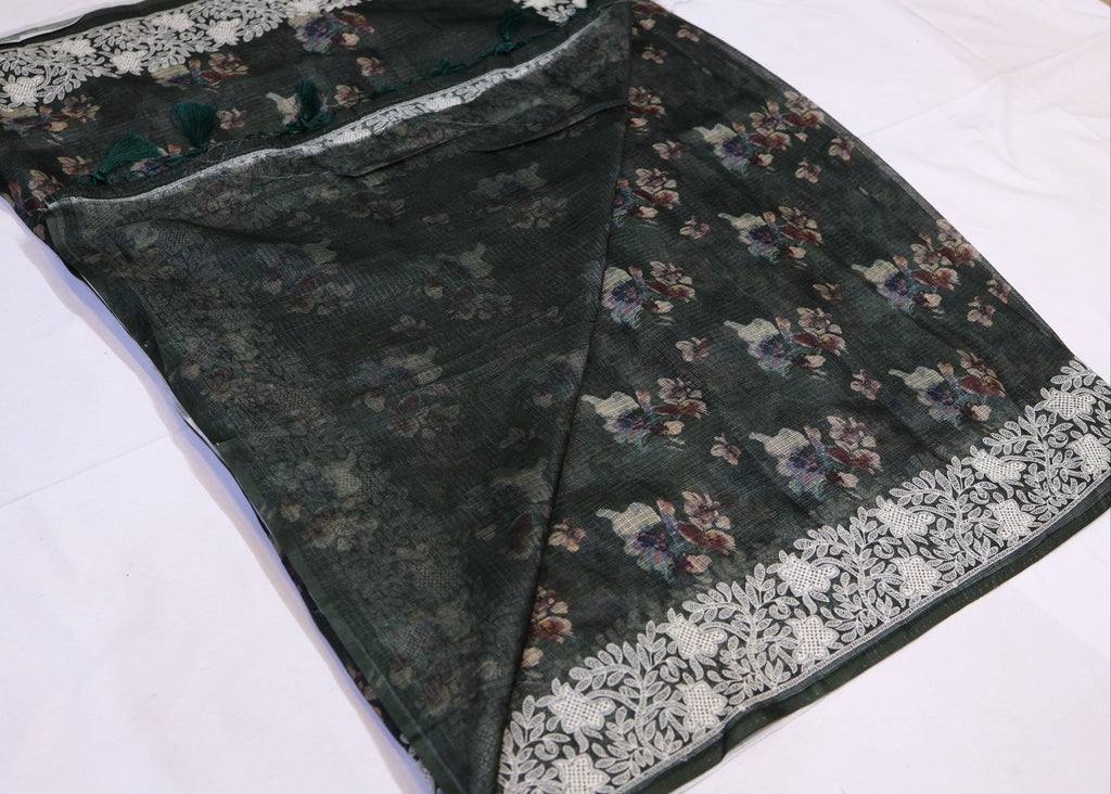 Floral Digital Print Kota Saree - Studio Ribbons