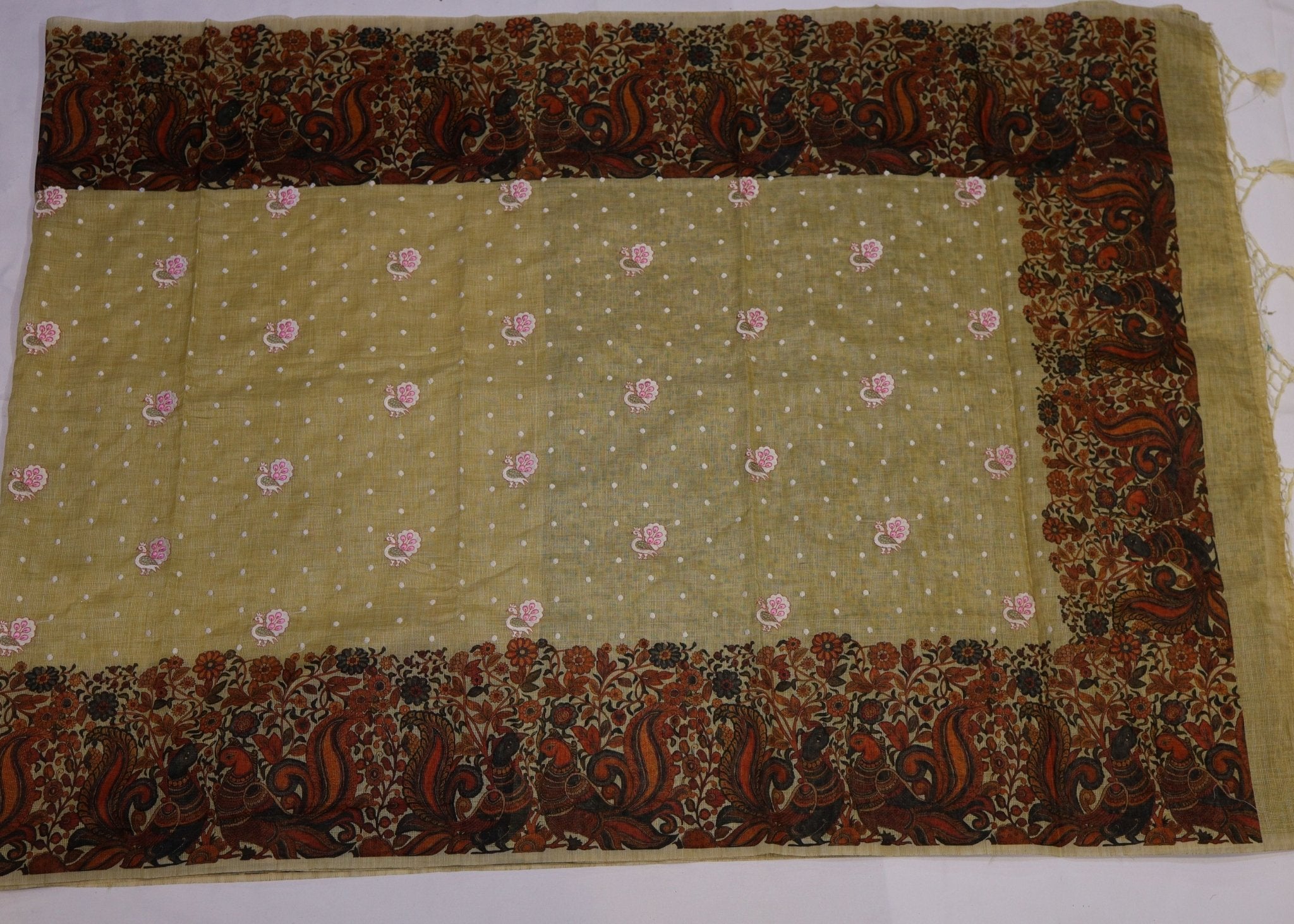 Floral Digital Print Kota Saree with Thread Embroidery - Studio Ribbons