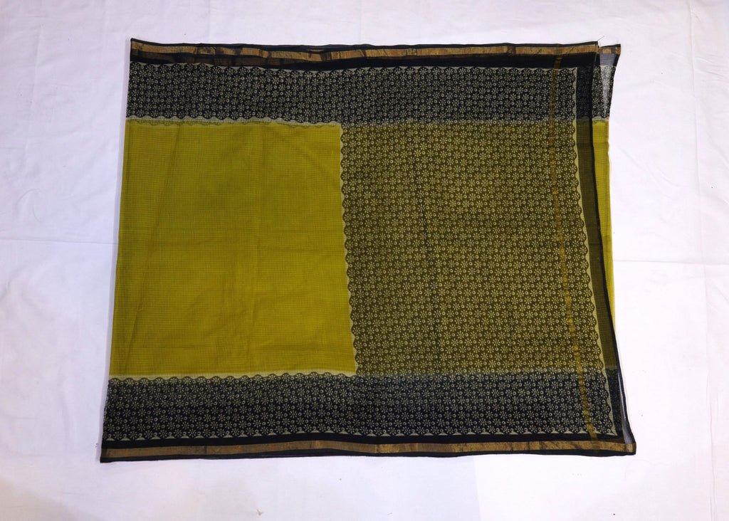 Kota Doria Block Print Saree - Studio Ribbons