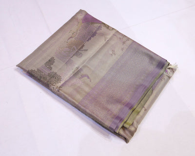 Lavender Tissue Saree with Mughal Figurative Motifs - Studio Ribbons