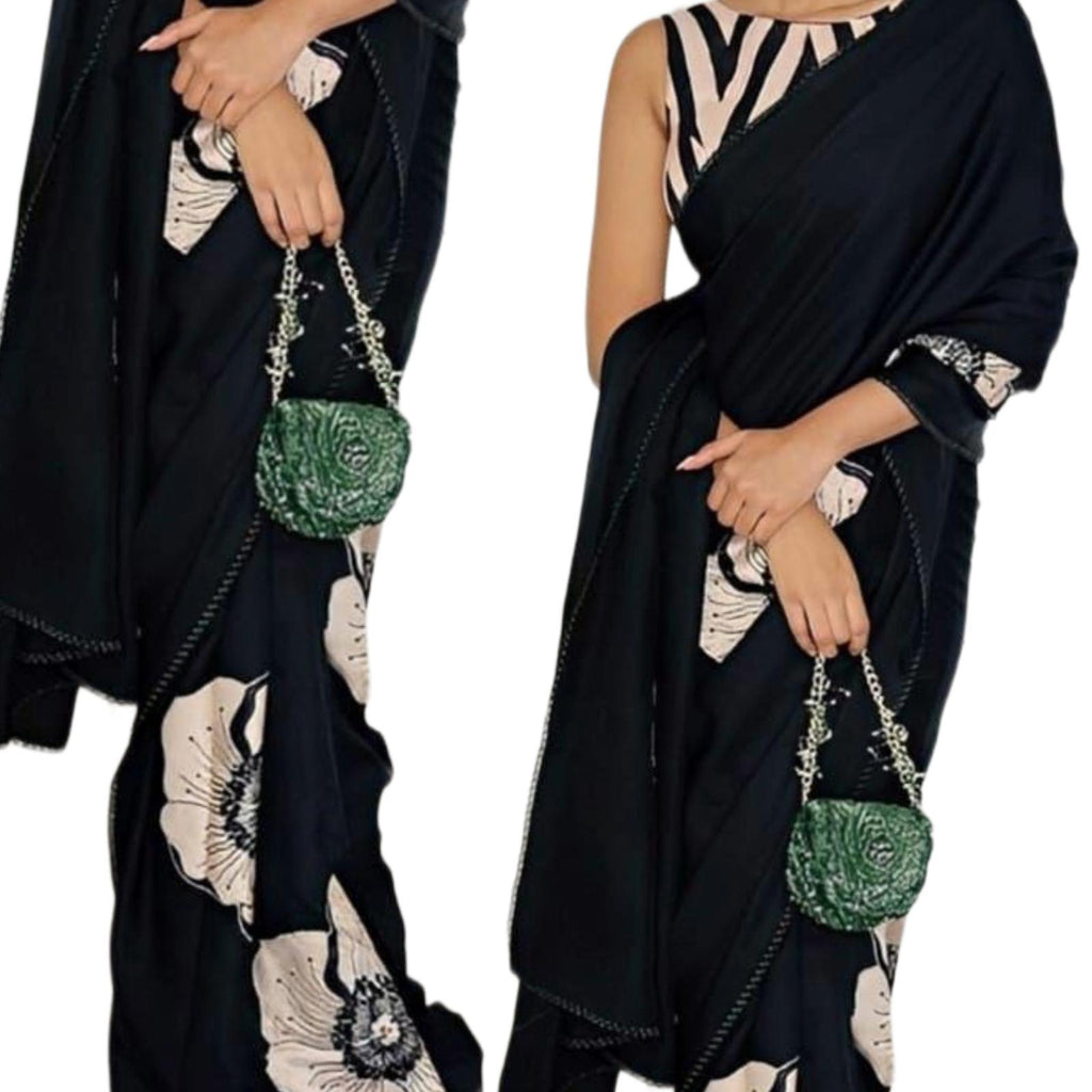 Modal Satin Silk Saree with Blouse Piece - Studio Ribbons