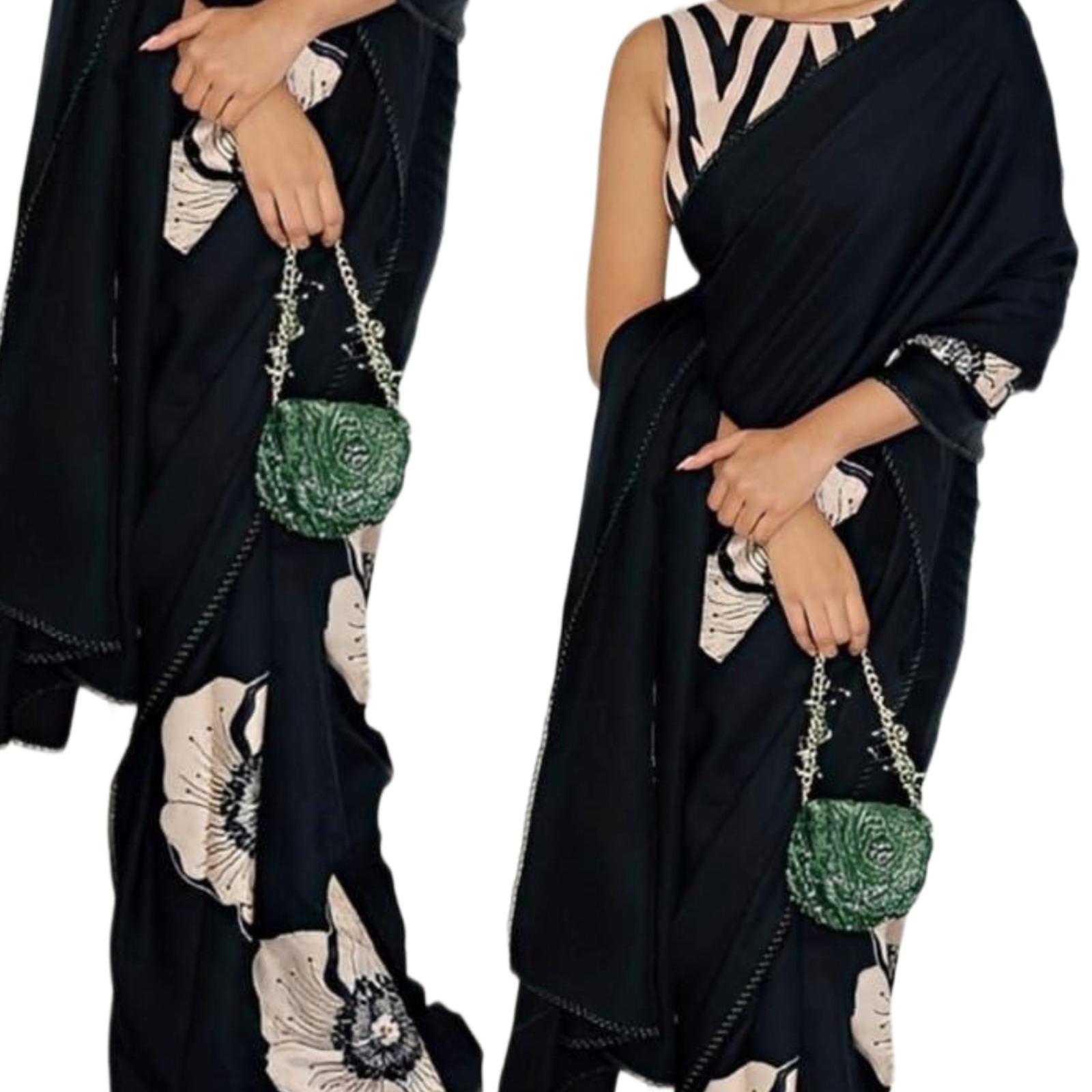 Modal Satin Silk Saree with Blouse Piece - Studio Ribbons