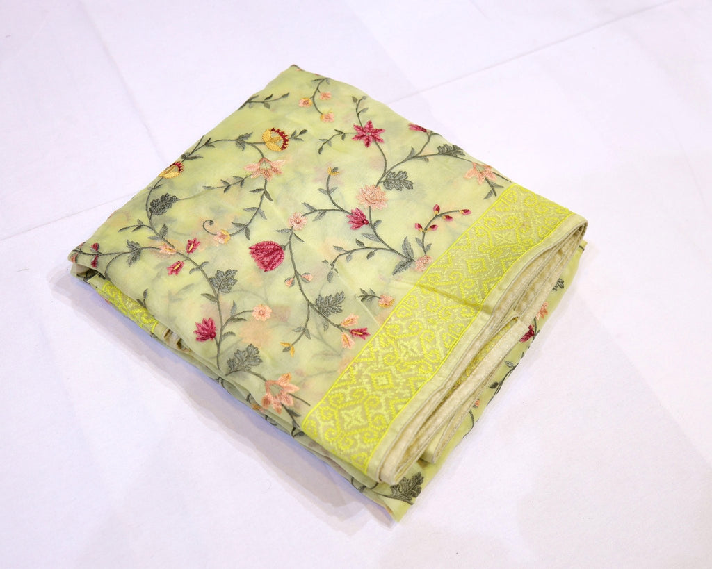 Organza Saree with Thread Embroidery - Studio Ribbons