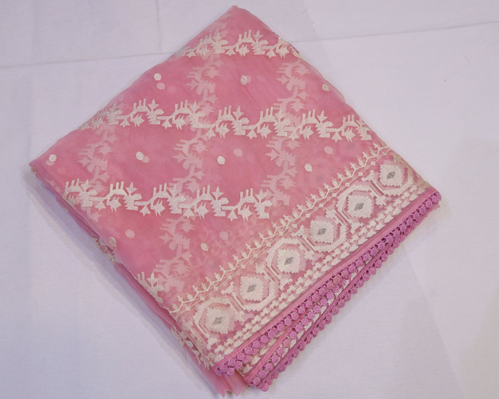 Organza Saree with Thread Embroidery - Studio Ribbons