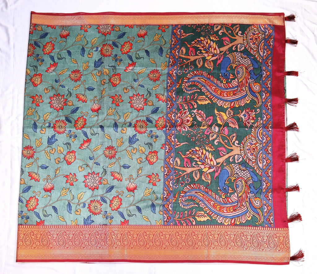 Semi Silk Saree - Kalamkari Print - Studio Ribbons