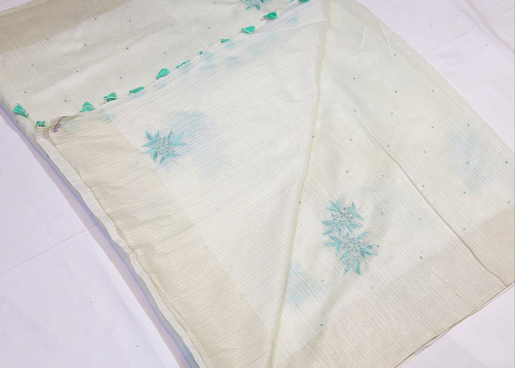 Semi Silk Saree with Embroidery - Studio Ribbons