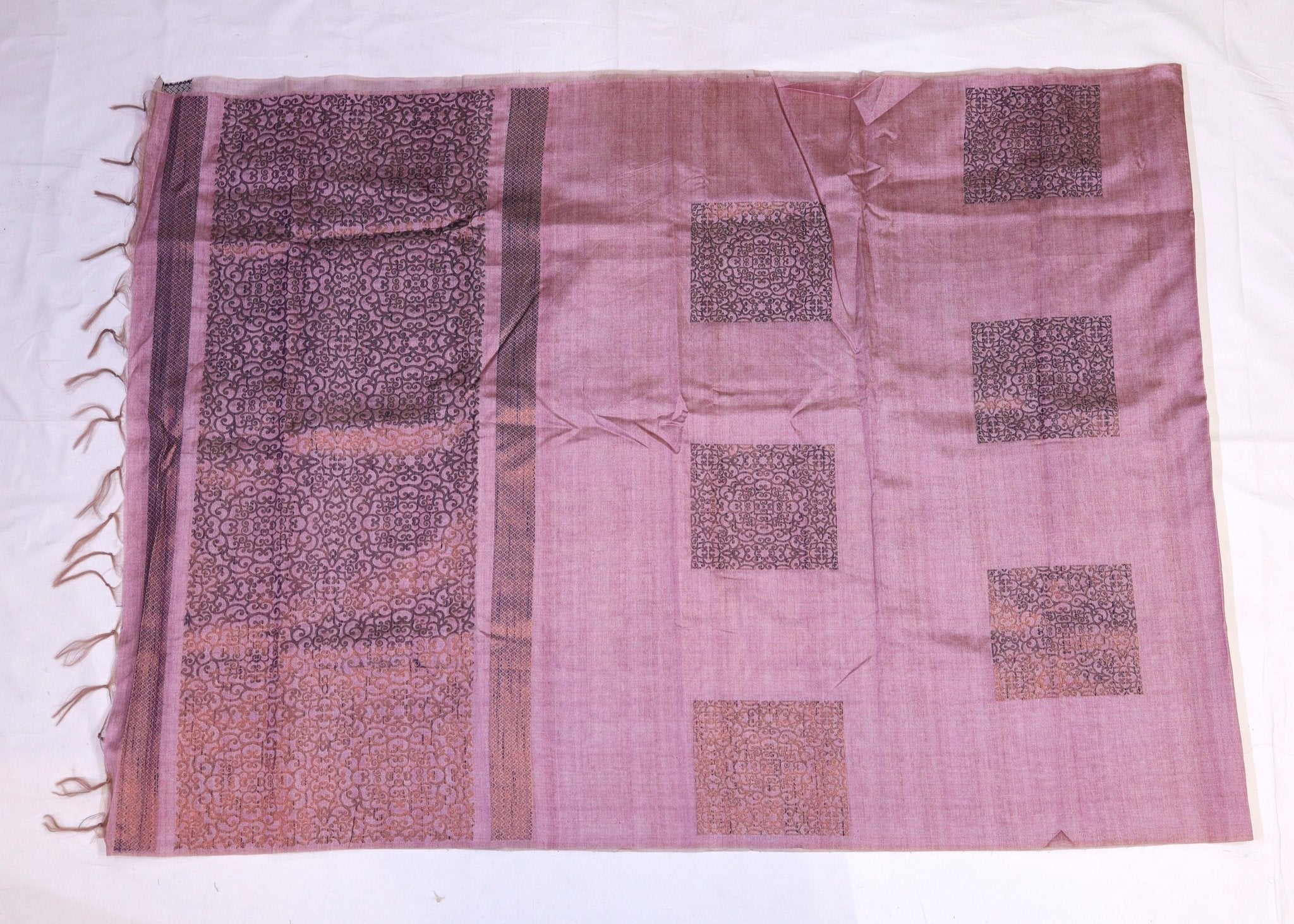 Semi Silk Saree with Square Buttas - Studio Ribbons
