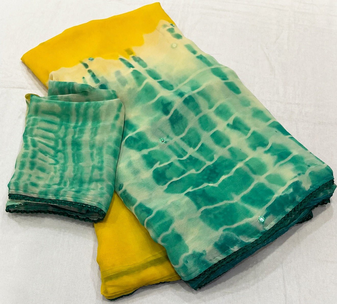 Soft Heavy Georgette Shibori Print Saree - Studio Ribbons