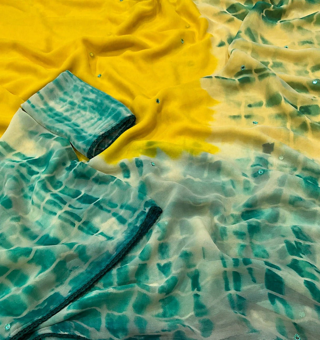 Soft Heavy Georgette Shibori Print Saree - Studio Ribbons