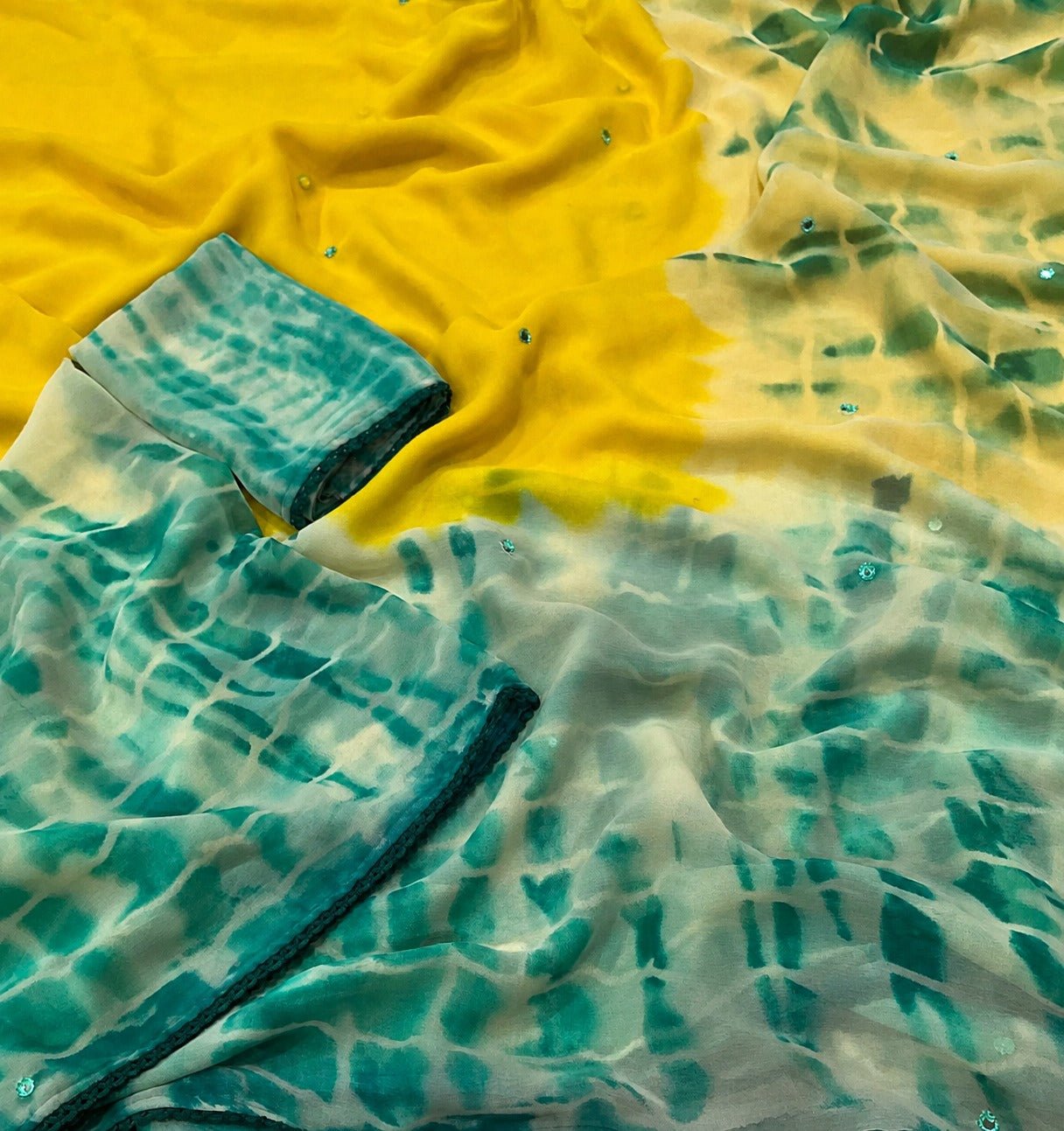 Soft Heavy Georgette Shibori Print Saree - Studio Ribbons