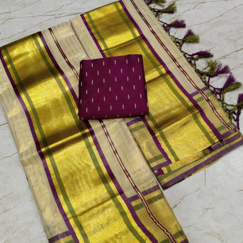Special Quality Set Mundu with Blouse - Studio Ribbons